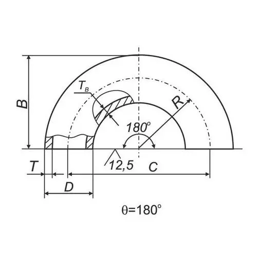 Отводы 180 в ВУС 25x33.7x4.5 мм 17Г1С ГОСТ 17375-2001