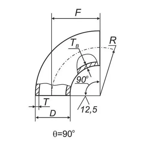 Отводы 90 в ВУС 25x32x3 мм Сталь 3 ГОСТ 17375-2001